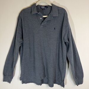 Polo Ralph Lauren 1/4 Button Polo Shirt Long Sleeve Gray Men’s size Large